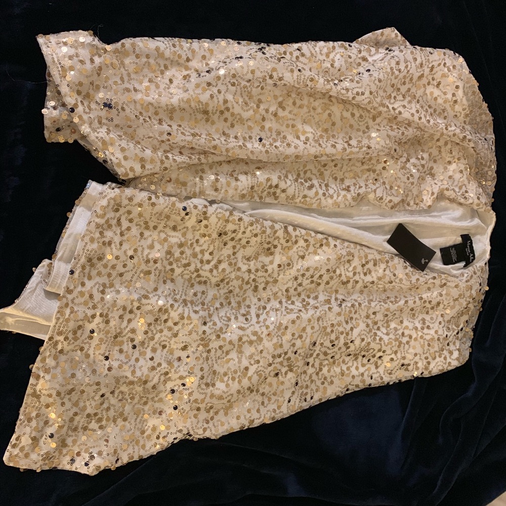 Short sleeve gold sparkle cardigan